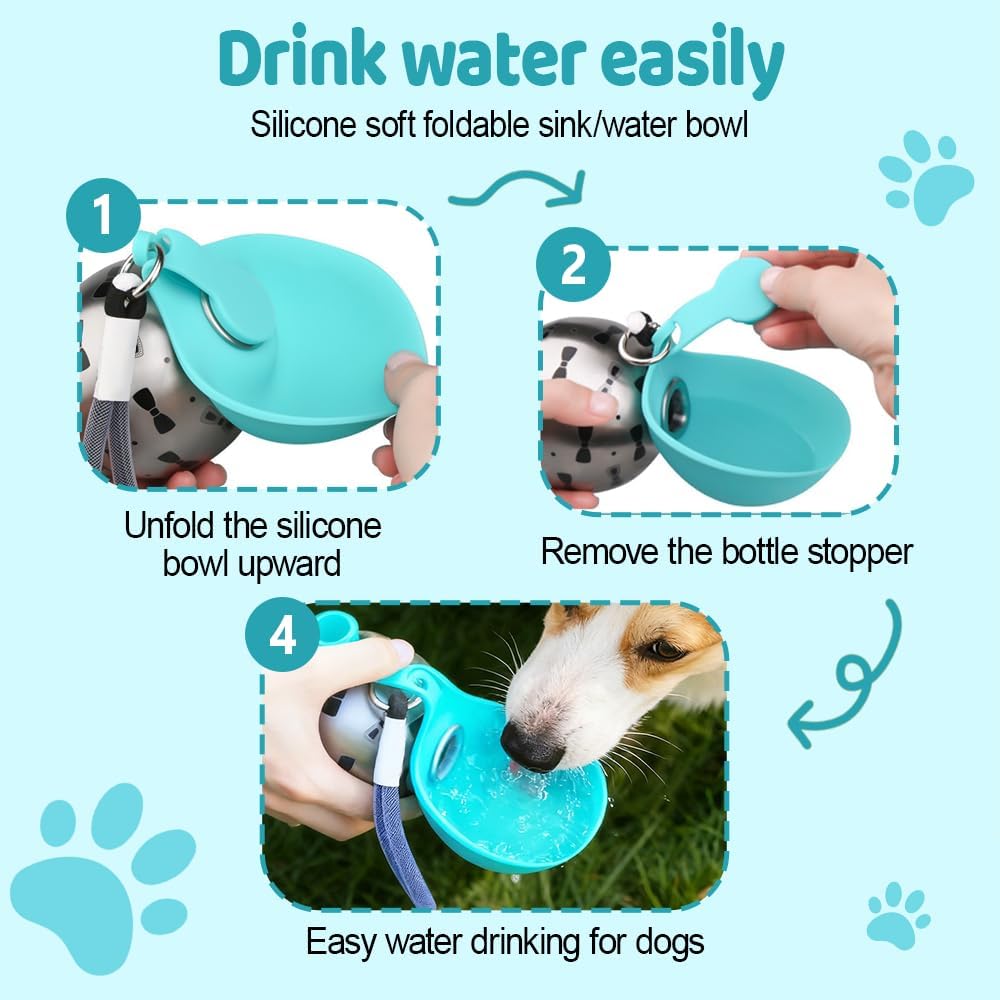 Pink portable dog water bottle with stainless steel interior and silicone cover