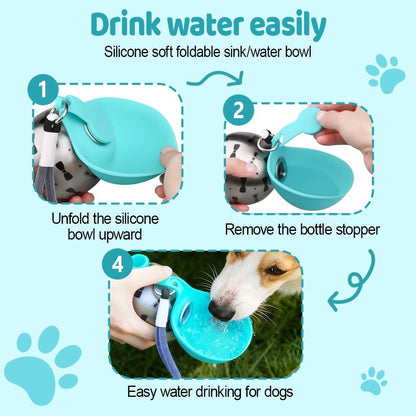 Pink portable dog water bottle with stainless steel interior and silicone cover
